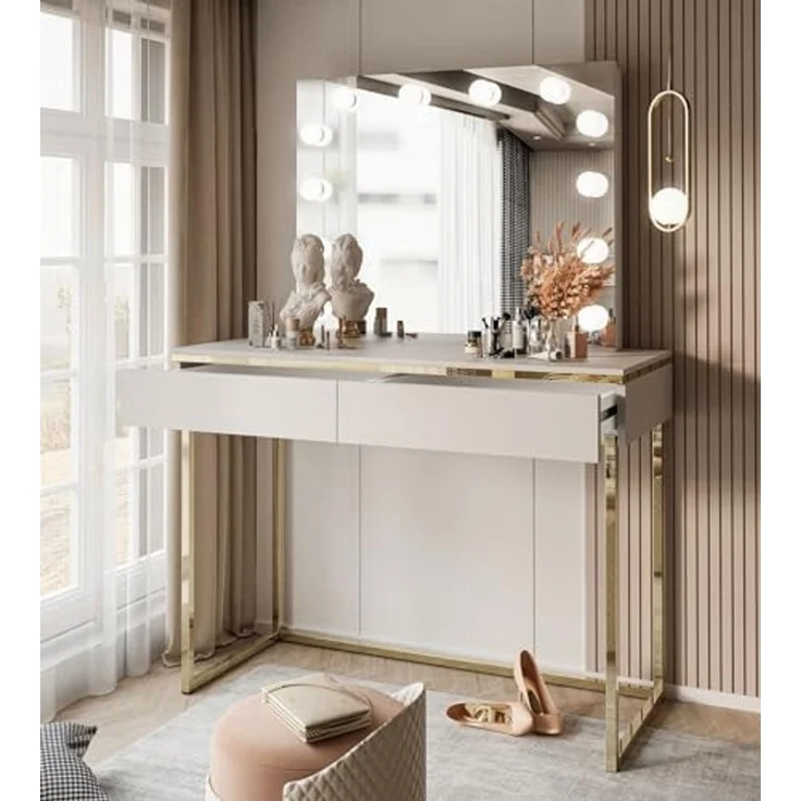 Lookway Schminktisch AURORA GOLD ELITE Kaschmir mit Spiegel – Bild 3