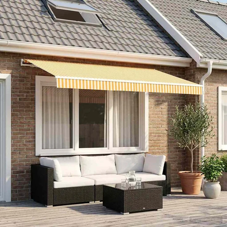 vidaXL Markisenersatzstoff Gelb und Weiß 350x250 cm Polyester 3444210 – Bild 1