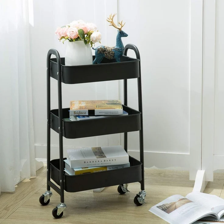 DOEWORKS Rollwagen Metall Küchenwagen 3-Etagen Organizer Schwarz – Bild 5