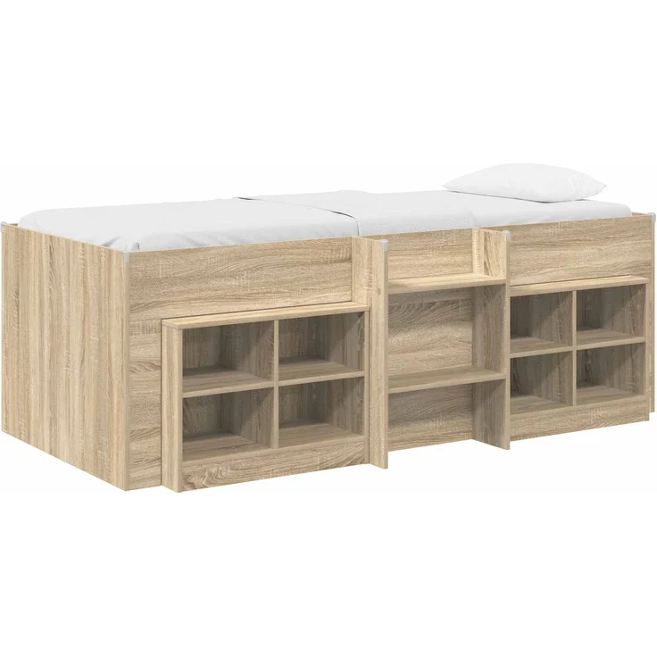 vidaXL Loft Bettgestell mit Schrank 3 Stk. Sonoma-Eiche Holzwerkstoff 3423408 – Bild 2