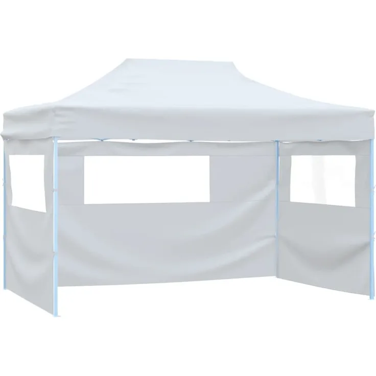 Partyzelt Faltbar, Gartenzelt mit 3 Seitenteilen 291 x 413 x 315 cm Weiß