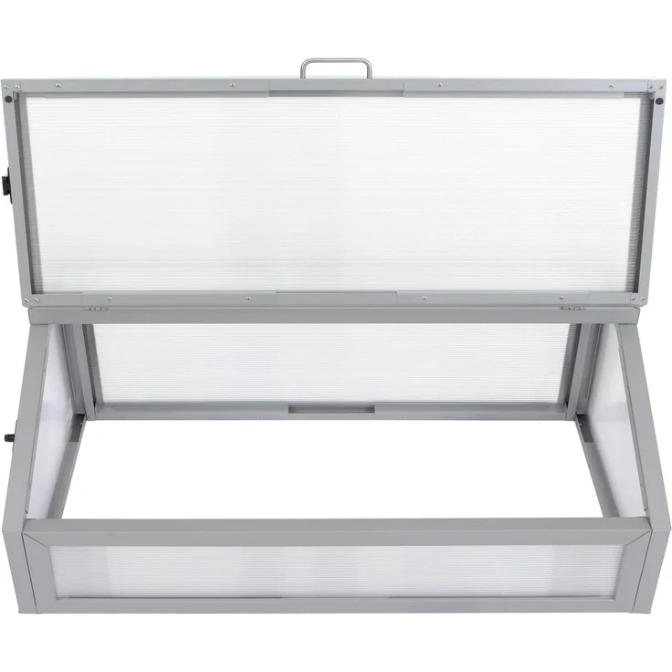 Frühbeetaufsatz HWC-R37, Gewächshaus Pflanzbeetaufsatz Beetabdeckung Stahl Polycarbonat 36 x 100 x 50 cm ~ grau – Bild 6