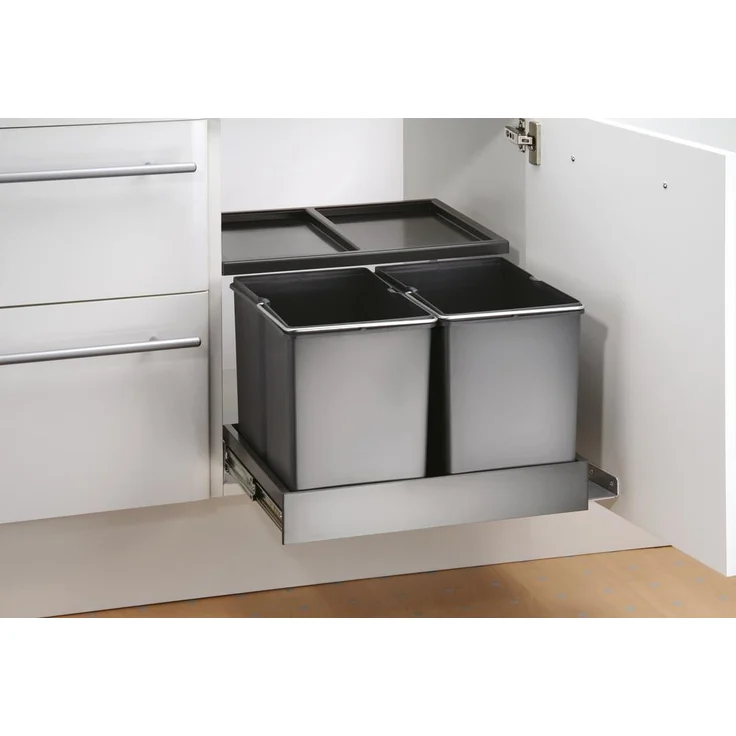 WESCO 757 311-11 Abfallsorter 30 (2x15) Liter DOUBLE SHORTY inkl. Mitnehmer ab 50 cm Schrankbreite – Bild 4