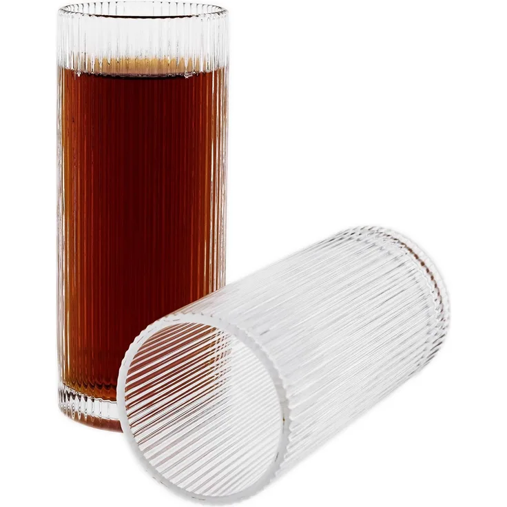 Terra Grande Longdrinkgläser 320 ml - 6-teiliges Gläser-Set in Relief-Design