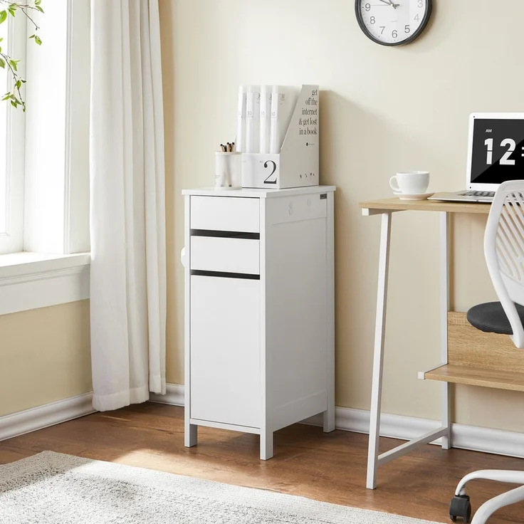 SoBuy FWT108-W Schmale Kommode, MDF, Lackiert, Weiß, 40 x 76 x 30 cm – Bild 2