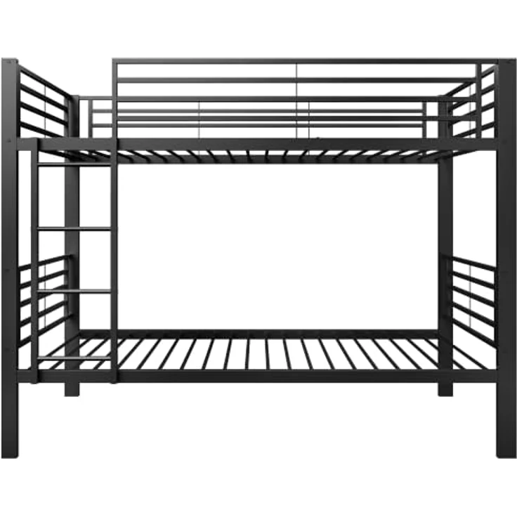 FAVSH Etagenbett 90x200 cm aus Metall, Hochbett mit Rausfallschutz und Leiter, Geräuscharmes Doppelbett, rutschfest, für Jugendliche und Erwachsene, WG & Ferienwohnung, Schwarz C – Bild 5