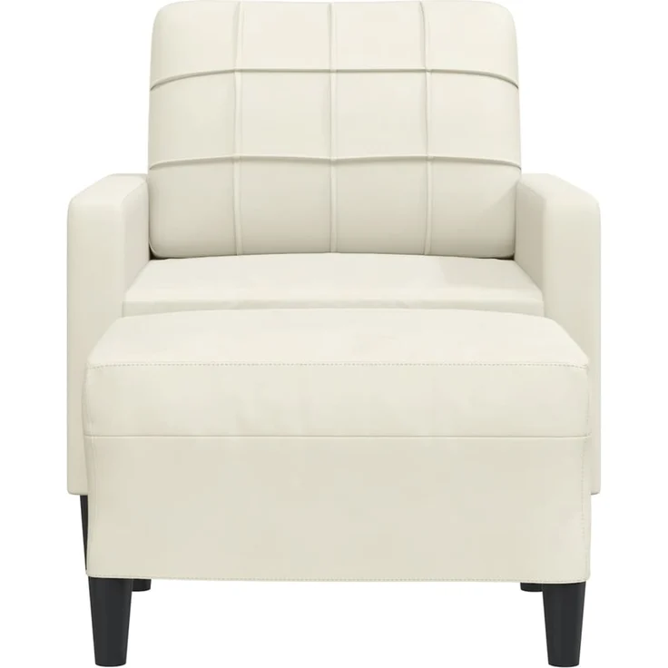 vidaXL Sessel mit Hocker Creme 60 cm Samt 3278265 – Bild 2