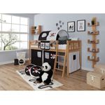 Ticaa 'Eric' Hochbett Vertikal Buche Natur, 90x200 cm, Vorhang Pirat Schwarz-Weiß (Ausführung 1)