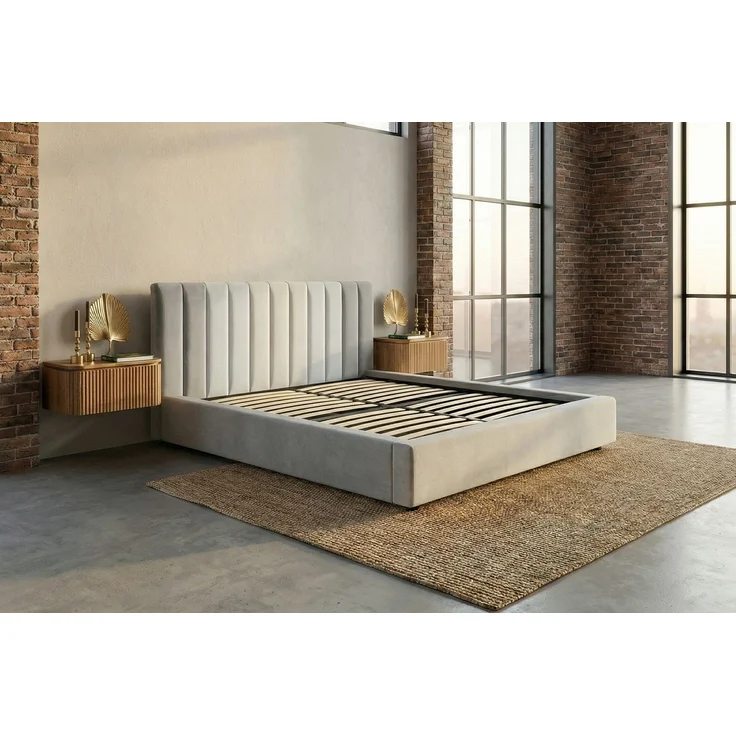 KAWOLA Bett CATTURA Polsterbett Velvet grau 200x200cm mit Lattenrost – Bild 4