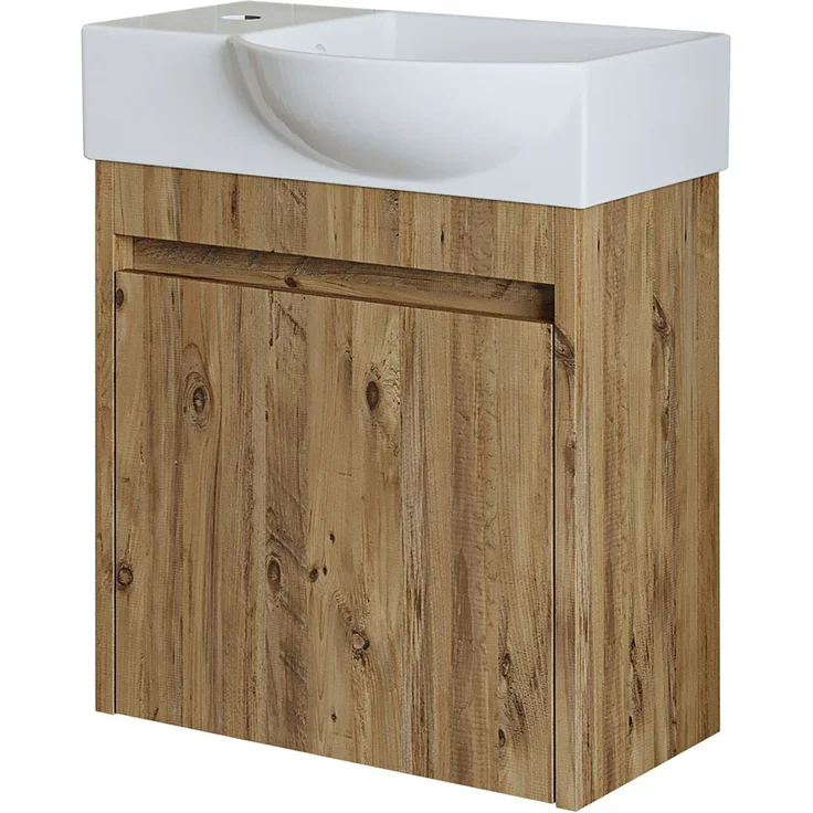 Roomart LEO Badmöbel Set– 2-teiliges Badezimmermöbel Set - Waschbecken mit Unterschrank - H 45 x B 24.5 x T 46.5 cm • Eiche – Bild 7