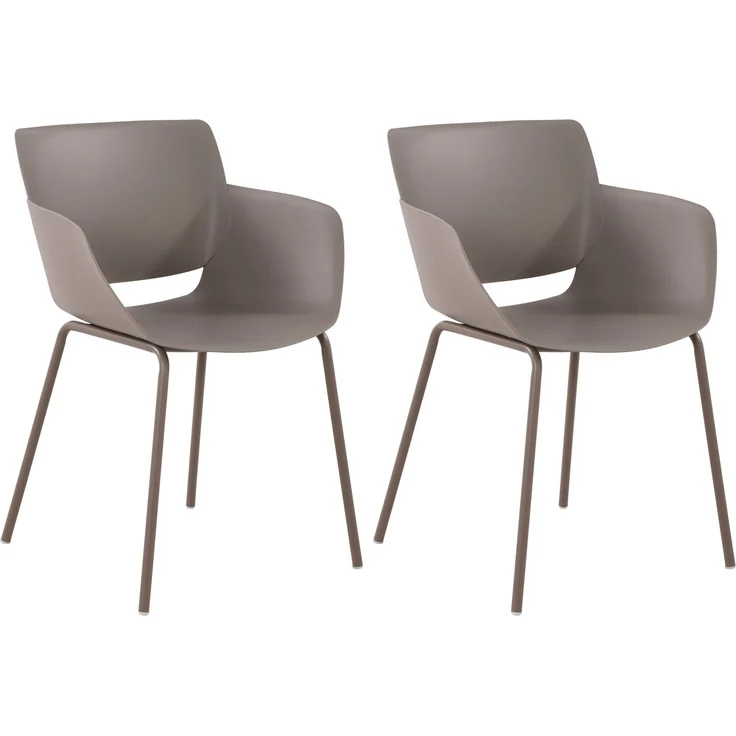 CLP 2er Set Gartenstuhl Alpena Stapelstühle wetterfest und UV-beständig,taupe