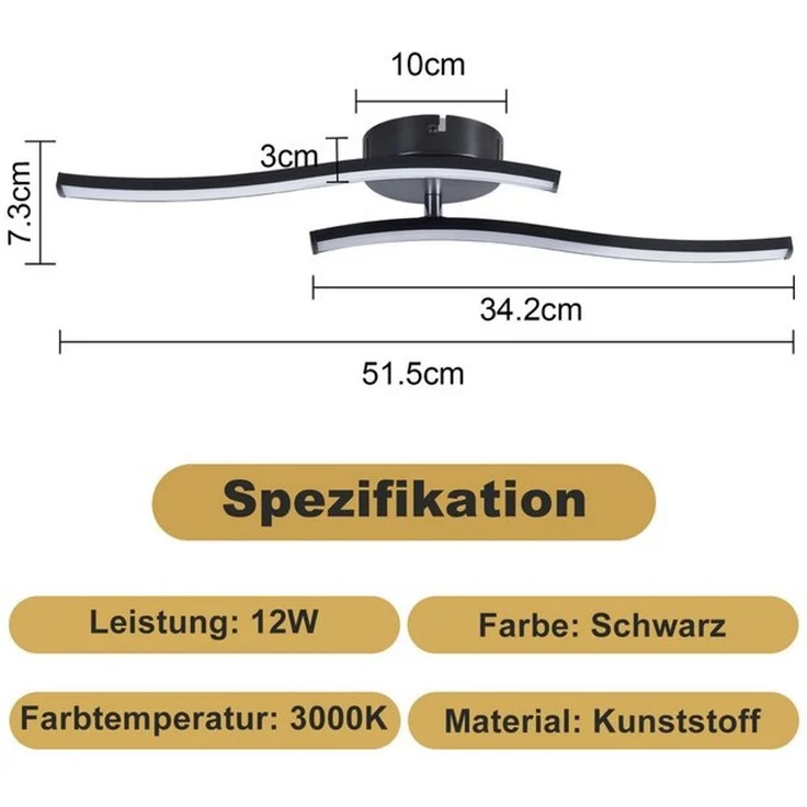 Nettlife LED Deckenleuchte Flur Schwarz Modern 6W Deckenseinbauleuchte 3000K Warmweiß, LED fest integriert, Warmweiß, Schlafzimmerlampe Warmweiß LED Deckenbeleuchtung für Küche Flur – Bild 4