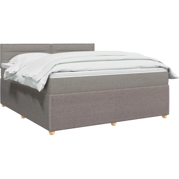 vidaXL Boxspringbett mit Matratze Taupe 140 x 200 cm Stoff 3451479 – Bild 3