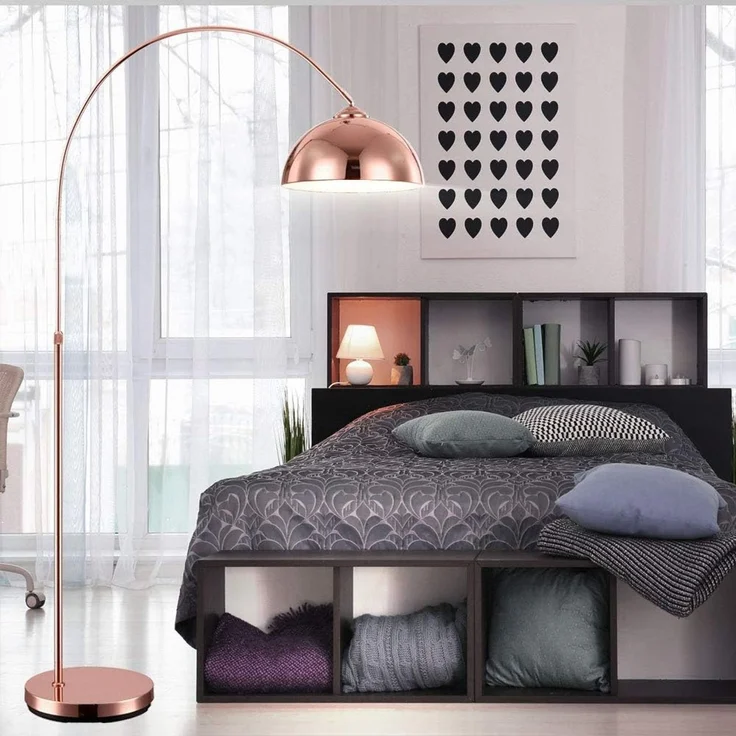 LED Bogenleuchte, Kupfer, Fußschalter, H 196 cm – Bild 5