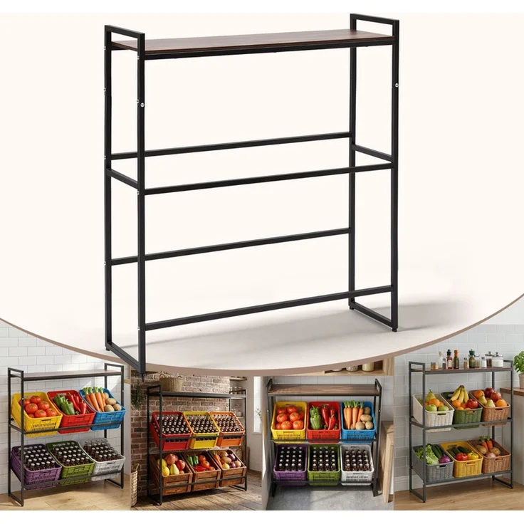 Home Nature Wohnkonzept Getränkekistenregal für 6 Kisten mit Ablage, stehend, großes Flaschenkistenregal, Metall, Schwarz, 116,5x32x104cm – Bild 1