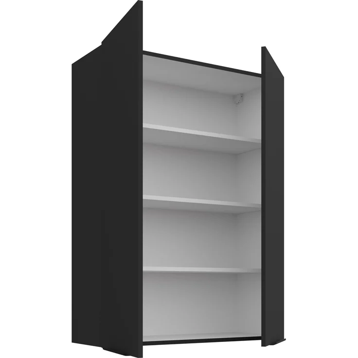 Küchen Hängeschrank 80 cm - Höhe 90 cm ARIA Schwarz ultra matt + Schwarz matt, hochwertige Fronten mit Anti Fingerprint Beschichtung Küchenzeile Küchenblock – Bild 3