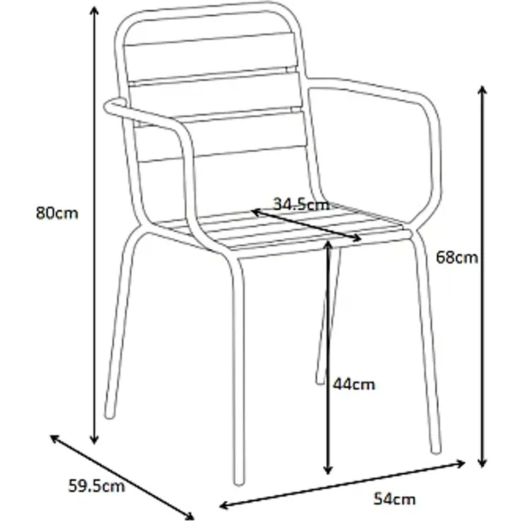 Vente-unique - LYLIOS Garden dining set Metall Schwarz - B 59,5 cm x H 80 cm x L 54 cm – Bild 7