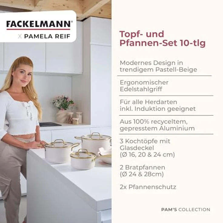 FACKELMANN Topf-Set Topf- und Pfannen-Set, Kochgeschirr, Aluminium, Keramikbeschichtung – Bild 3