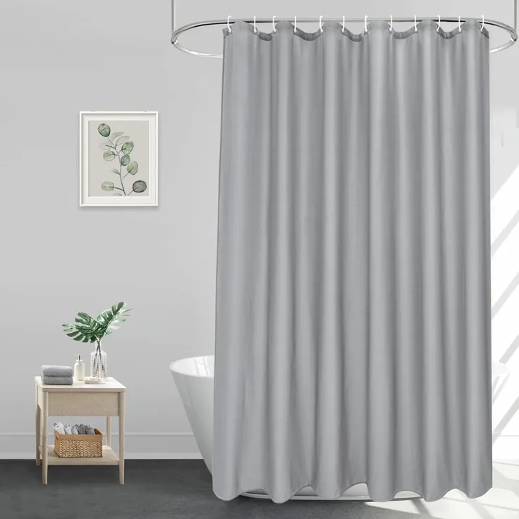 Duschvorhang Extra Breit 240x180 Grau Textil Stoff Wasserdicht Antischimmel