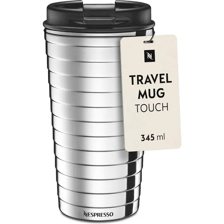 NESPRESSO Thermobecher TOUCH Travel Mug 345ml, Edelstahl Auslaufsicher