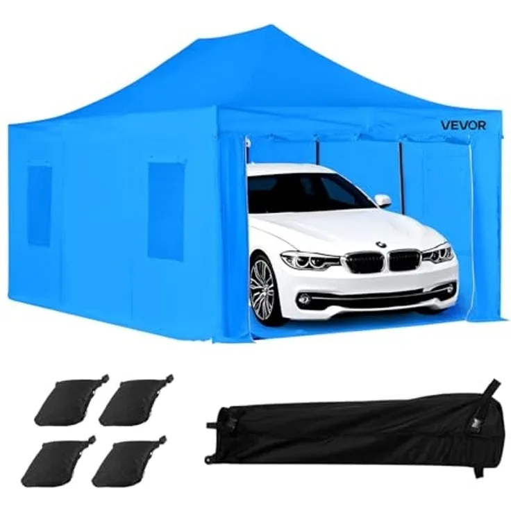 VEVOR tragbares Lackierkabinenzelt (587 x 398 x 178 cm) Sprühfarbenzelt für Sprühmalerei, wasserfeste & Faltbare Farbkabine mit 4 Netz-Seitenfenstern für Autoteile Möbel Motorräder Sprühschutz blau