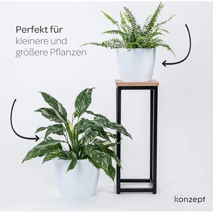 KONZEPT Blumentopf groß, gerillte Struktur 26/30cm, Übertöpfe für Zimmerpflanzen, aus Kunststoff ideal für Wohnzimmer, Küche und Balkon – Bild 7