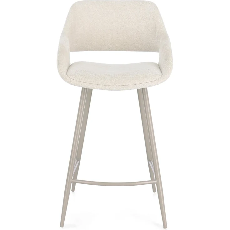 Barhocker Florence 2er-Set aus Stoff, modern mit Fußstütze, beige Sand, gepolstert – Bild 2