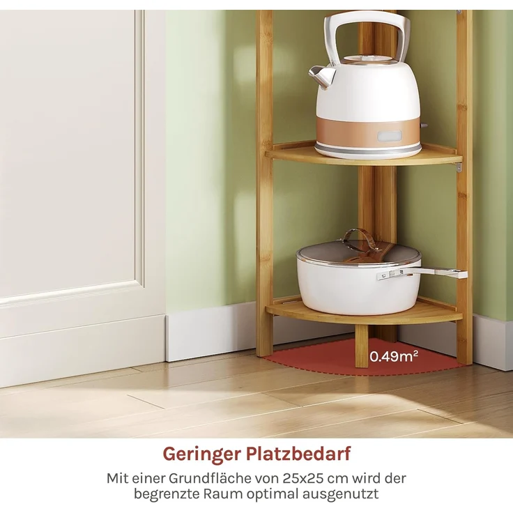 Woltu Standregal, 1-tlg, Bambus 4 Ebenen für Zuhause Wohnzimmer Büro Balkon – Bild 5
