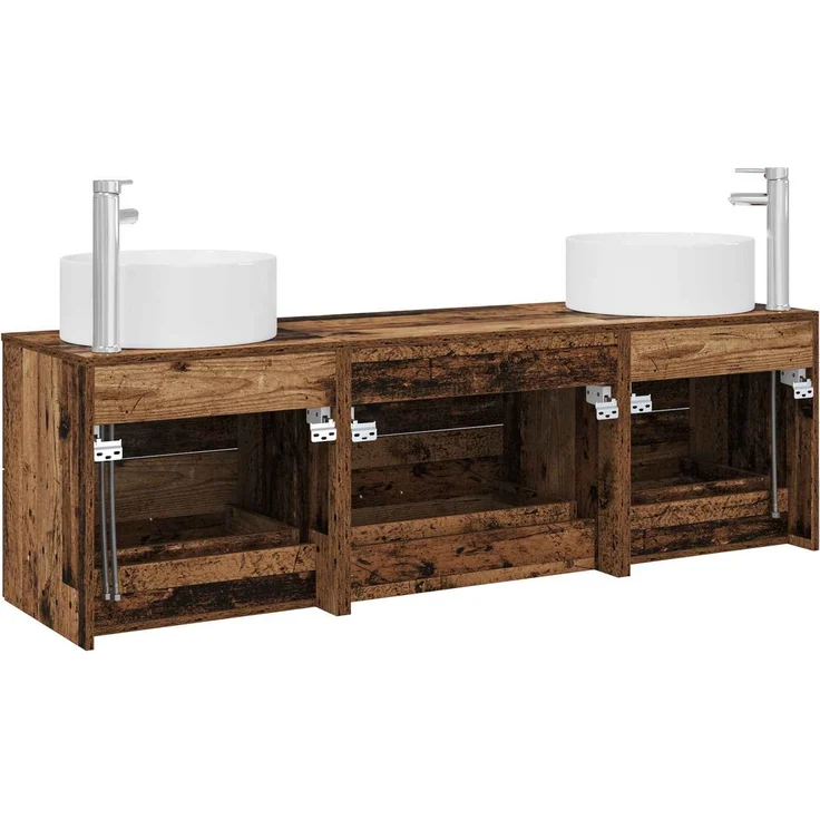 vidaXL Badezimmerschrank-Set 3 stk. Altholz 161,5 x 44,5 x 80 cm 3405945 – Bild 7