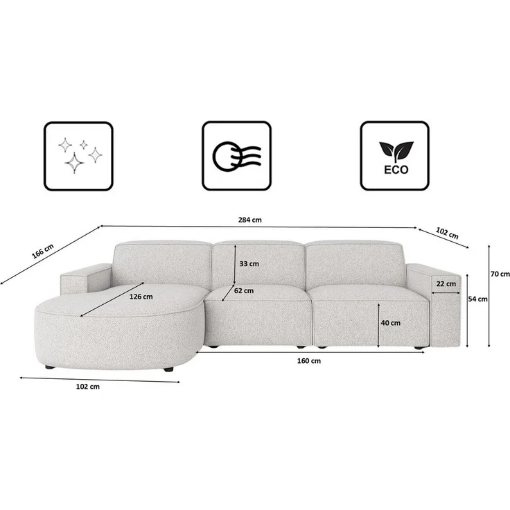 Kaiser Möbel Ecksofa Cursal Round – modulares L-Sofa mit sanften Rundungen, Einzelsofa, L-Form, modulares System, modernes Design – Bild 2