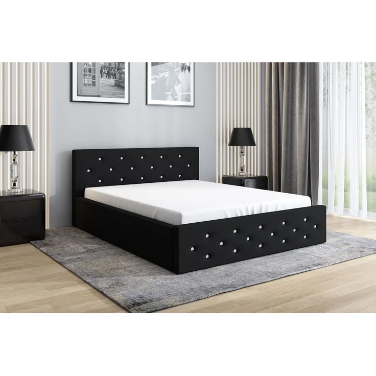 Polsterbett VALI 120x200 mit Matratze, Bettkasten und Lattenrost. Farbe: Schwarz 16 – Bild 2