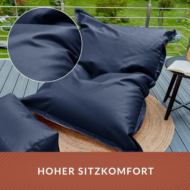 Green Bean® XXL Riesen-Sitzsack aus Kunstleder mit EPS Perlen Füllung - 140 x 180 cm 380 Liter - Bean Bag - - Dunkelblau – Bild 5
