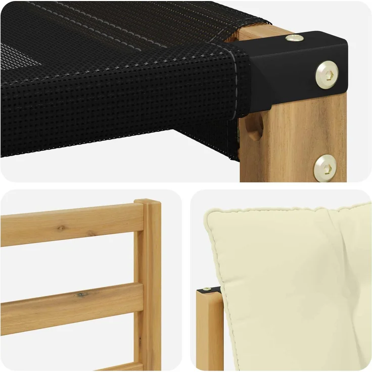 vidaXL Outdoor-Sofagarnitur Massives Akazienholz und Textilene Weiß 3439052 – Bild 8