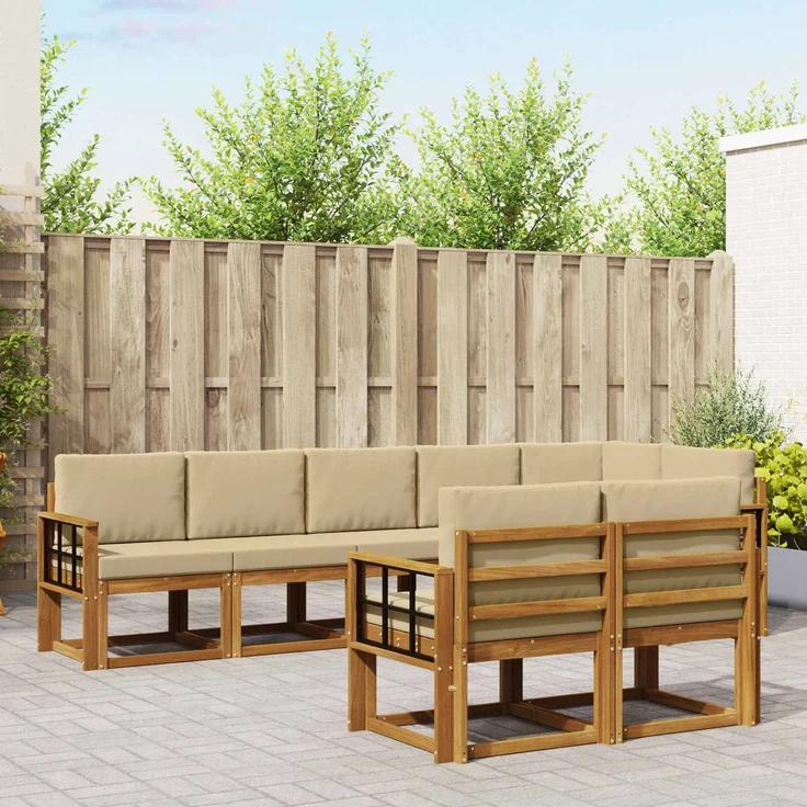 vidaXL Outdoor-Sofagarnitur 8 stk. 8-Sitzer Natur und Beige 3366581 – Bild 1