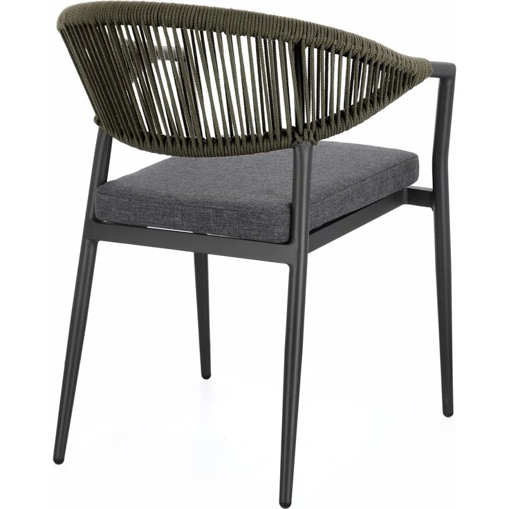 Gartenstuhl Millor aus Aluminium, modern skandinavisch, grün anthrazit, stapelbar, inkl. Kissen – Bild 4
