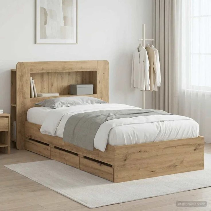 vidaXL Bettgestell mit Stauraum und Kopfteil Artisan-Eiche 80 x 200 cm 3433997 – Bild 1