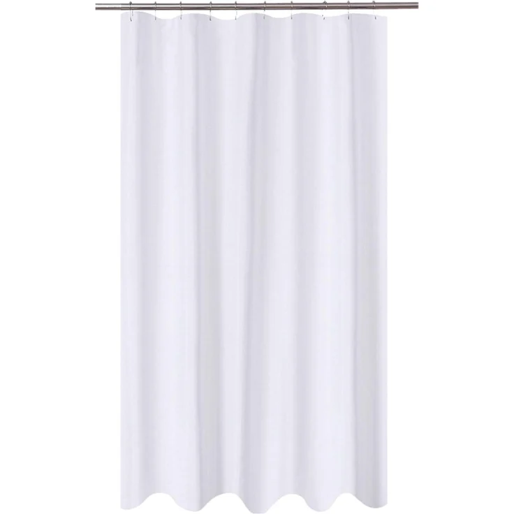 N&Y Home Extra Langer Duschvorhang, Stoff, 137,2x213,4 cm, Hotelqualität, waschbar, wasserabweisend, weiße Badezimmervorhänge mit Ösen, 137,2x213,4 cm