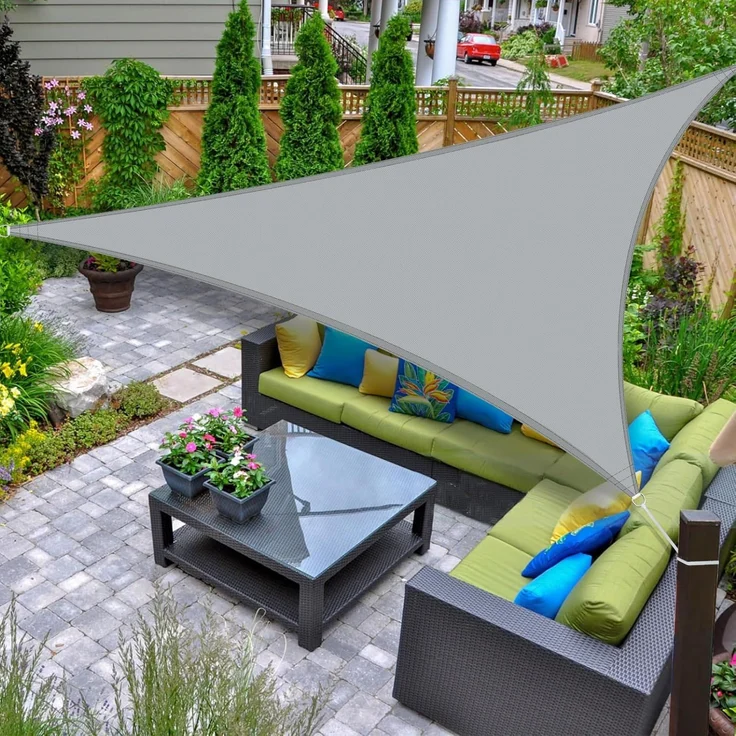 AXT SHADE Sonnensegel Wasserdicht Dreieckig 3 x 3 x 3 m Wetterschutz Sonnenschutz PES Polyester mit UV Schutz für Terrasse Balkon Garten-Hellgrau – Bild 1