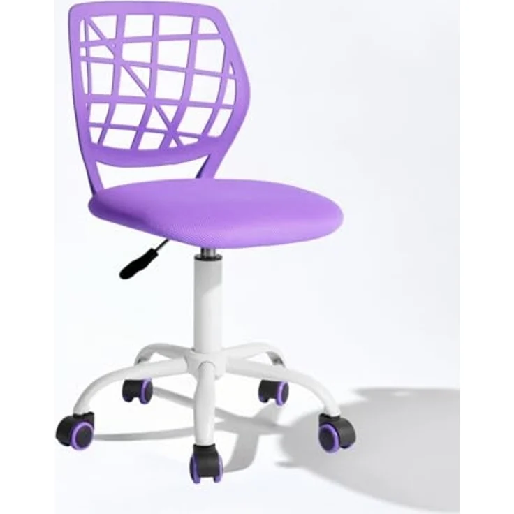 FurnitureR Compact Gaming Chair, Hollow PP Backrest, Adjustable Height, Ergonomic Swivel Sponge Seat, 5-Wheel Iron Base, for Teens & Kids Drawing, Gaming, Classroom, Purple, 38,5 x 40 x 87 cm – Bild 1