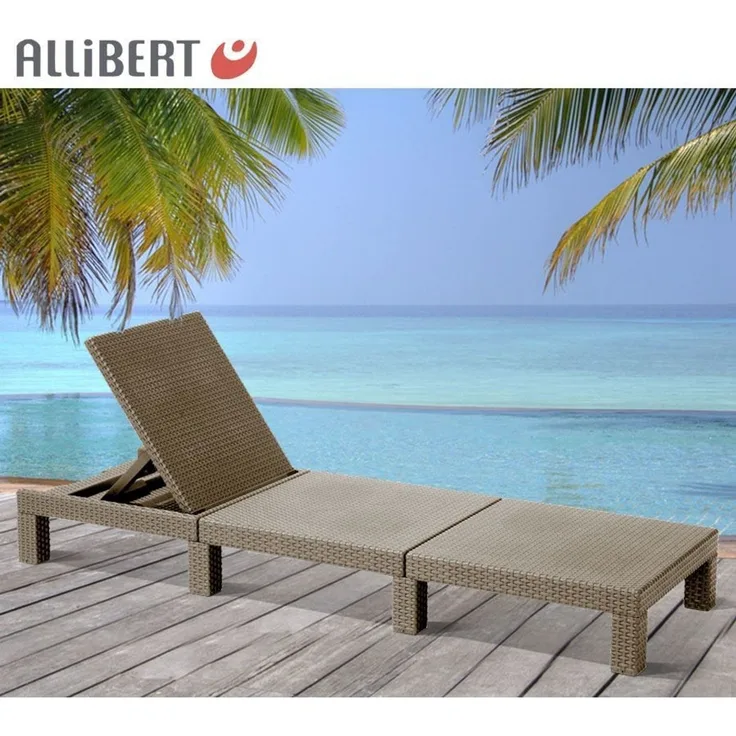 Allibert Mississippi Sunlounger Cappuccino Sonnenliege Gartenliege Polyrattan