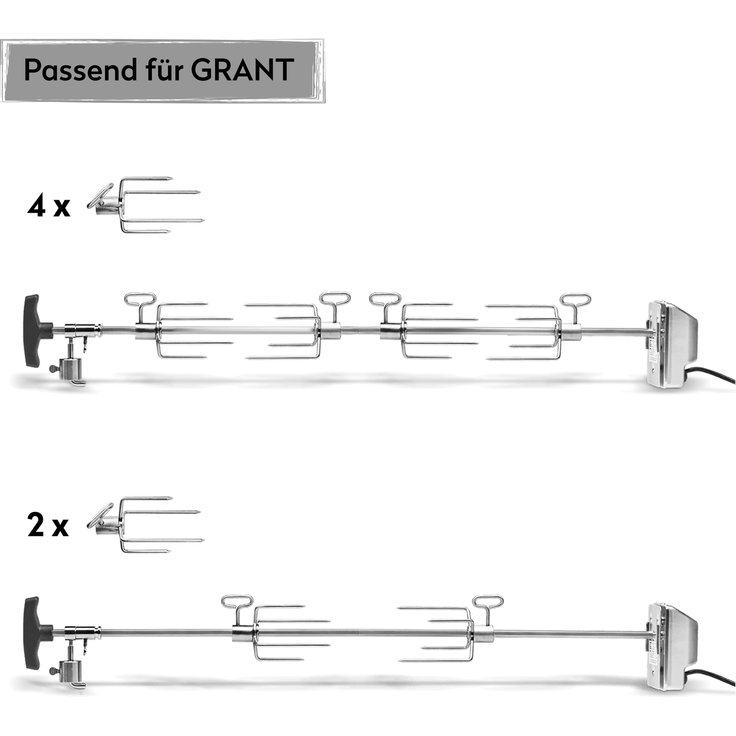 BURNHARD® Drehspieß Edelstahl für Gasgrill GRANT Serie mit Elektromotor, Gegengewicht & Fleischgabeln, spülmaschinenfest, gleichmäßige Bräunung bei 2 U/Min - Schwarz - #946370 – Bild 2