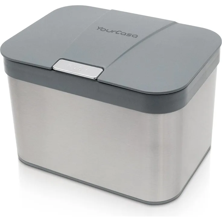 YourCasa Biomülleimer YourCasa® Biomülleimer Küche aus Edelstahl Komposteimer Küche - 4,3L, Deckel öffnet per Knopfdruck, Edelstahlgehäuße