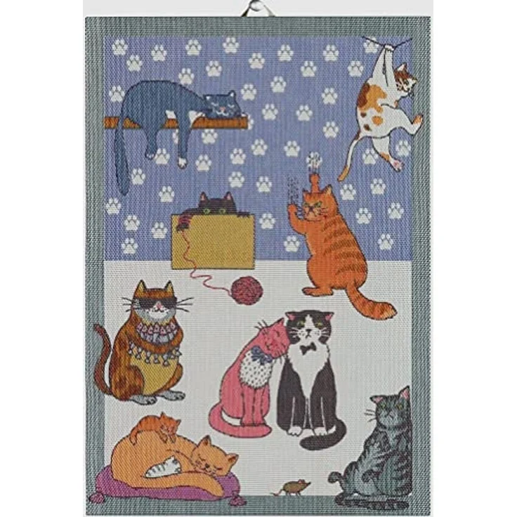 EKELUND MASTER WEAVERS 1692 Geschirrtuch Küchenhandtuch Cats Fun 35x50 cm, (1-tlg, 1 x Geschirrtuch), Pixel gewebt (6-farbig) – Bild 1