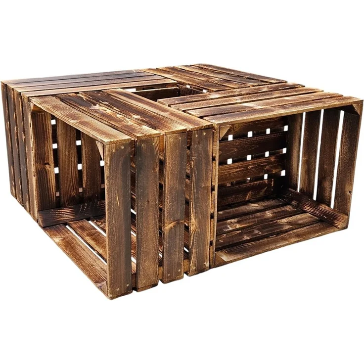 Holzkisten Weinkisten Kisten 4er Set Vintage Geflammt 50 x 40 x 30cm – Bild 2