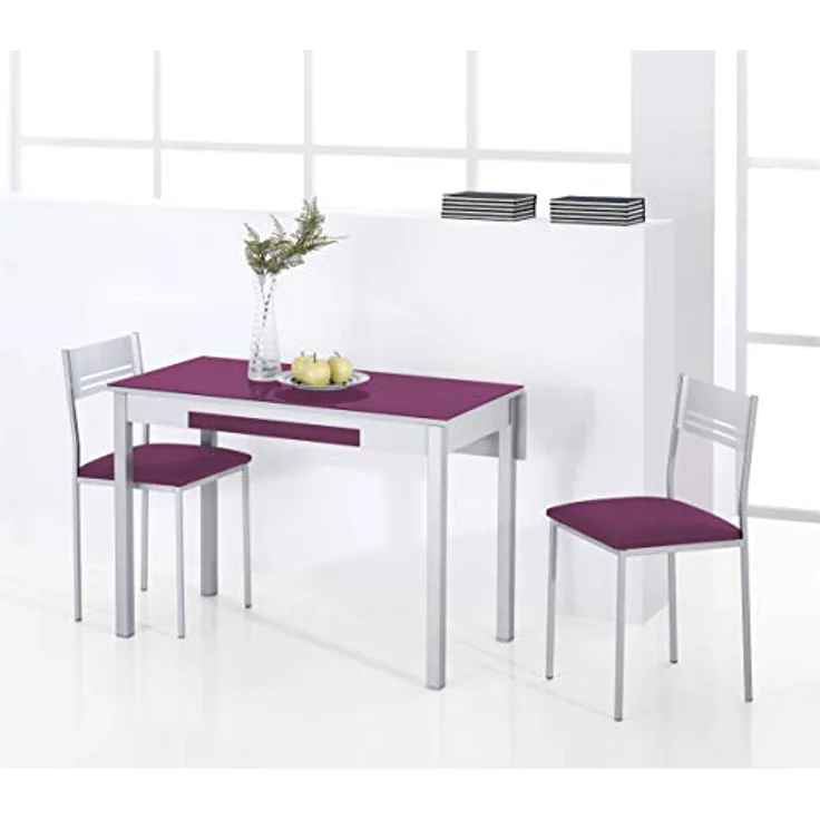 ASTIMESA Zwei Küchenstühle aus Metall, quadratisch, Kunstleder, Grau – Bild 2