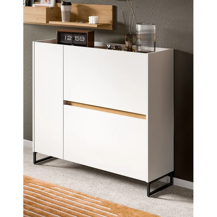 Schuhkommode B/H/T: 97x110x32 cm in weiß Nachbildung und Artisan Oak Nachbildung – Bild 6