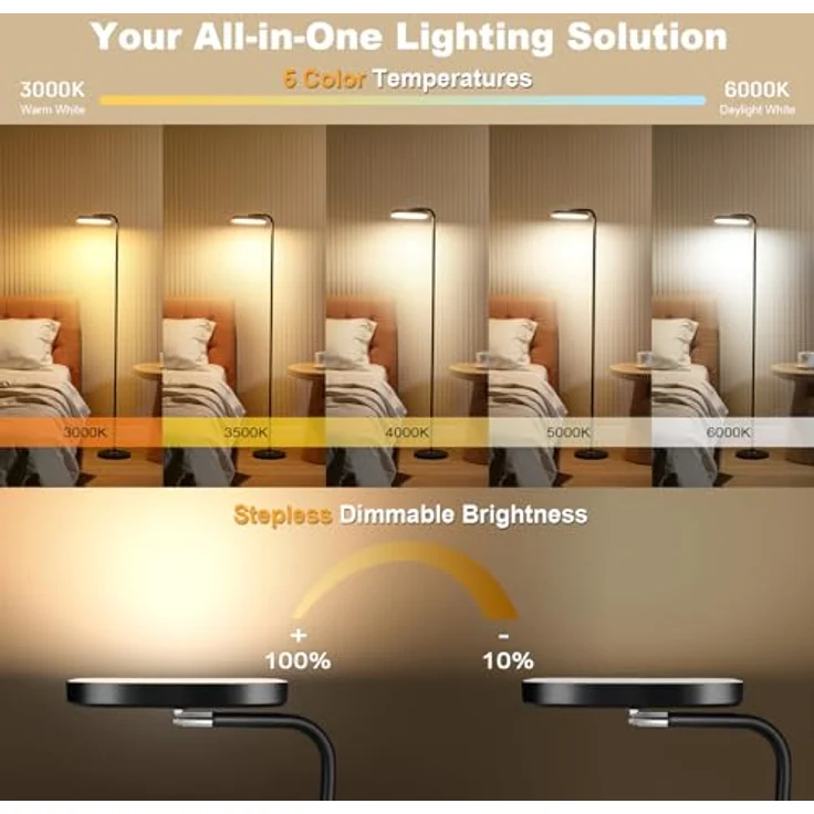 YICAIZI Stehlampe Wohnzimmer, 36W Deckenfluter LED Stehlampe 3200lm Dimmbar Moderne Standleuchte mit Fernbedienung & Touch-Steuerung für Wohnzimmer Schlafzimmer – Bild 3