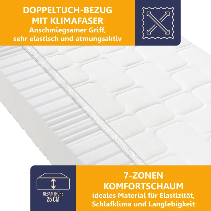 Kaltschaummatratze Grand Relax, Beco, 25 cm hoch, 25 cm Komforthöhe, Made in Germany, 160x200 cm, Liegekomfort fest – Bild 2