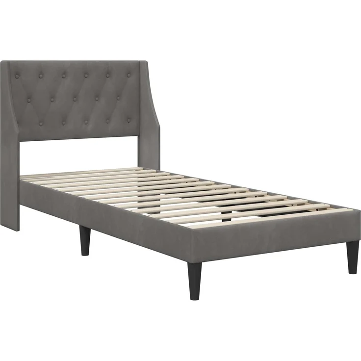 vidaXL Bettrahmen mit Kopfteil Dunkelgrau 100 x 203 cm Samt 42027462 – Bild 3
