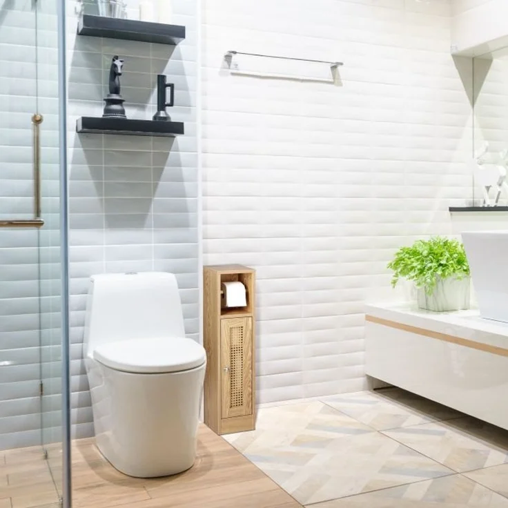 Relaxdays Toilettenpapierhalter stehend Holzoptik – Bild 2
